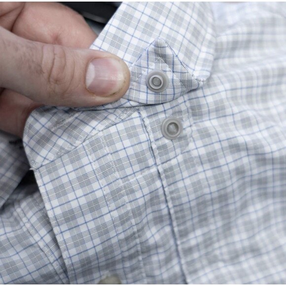 PONCHO MEN’s THE OVERCAST SHORT SLEEVE SHIRT Gary Blue Plaid XXL Fishing Outdoor - Picture 4 of 15